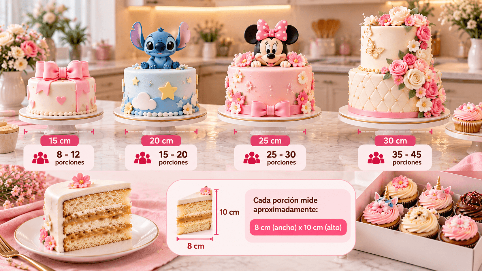 🎂 ¿Cómo elegir el tamaño ideal de tu torta? 💕